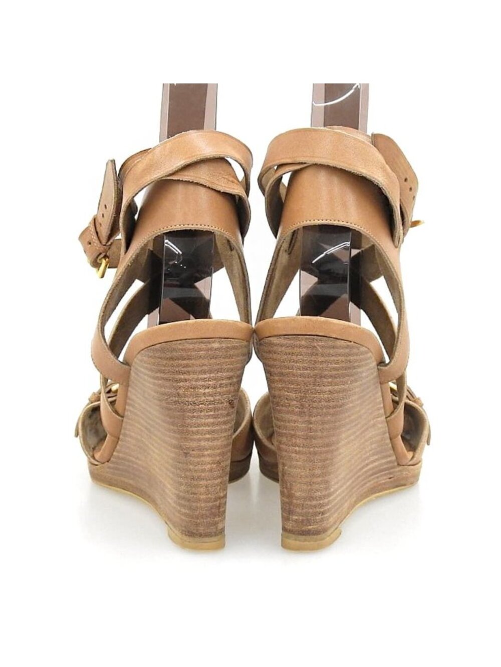 Hermes Wedge Sole Strap Leather Sandals Shoes Brown to - Picture 5 of 6